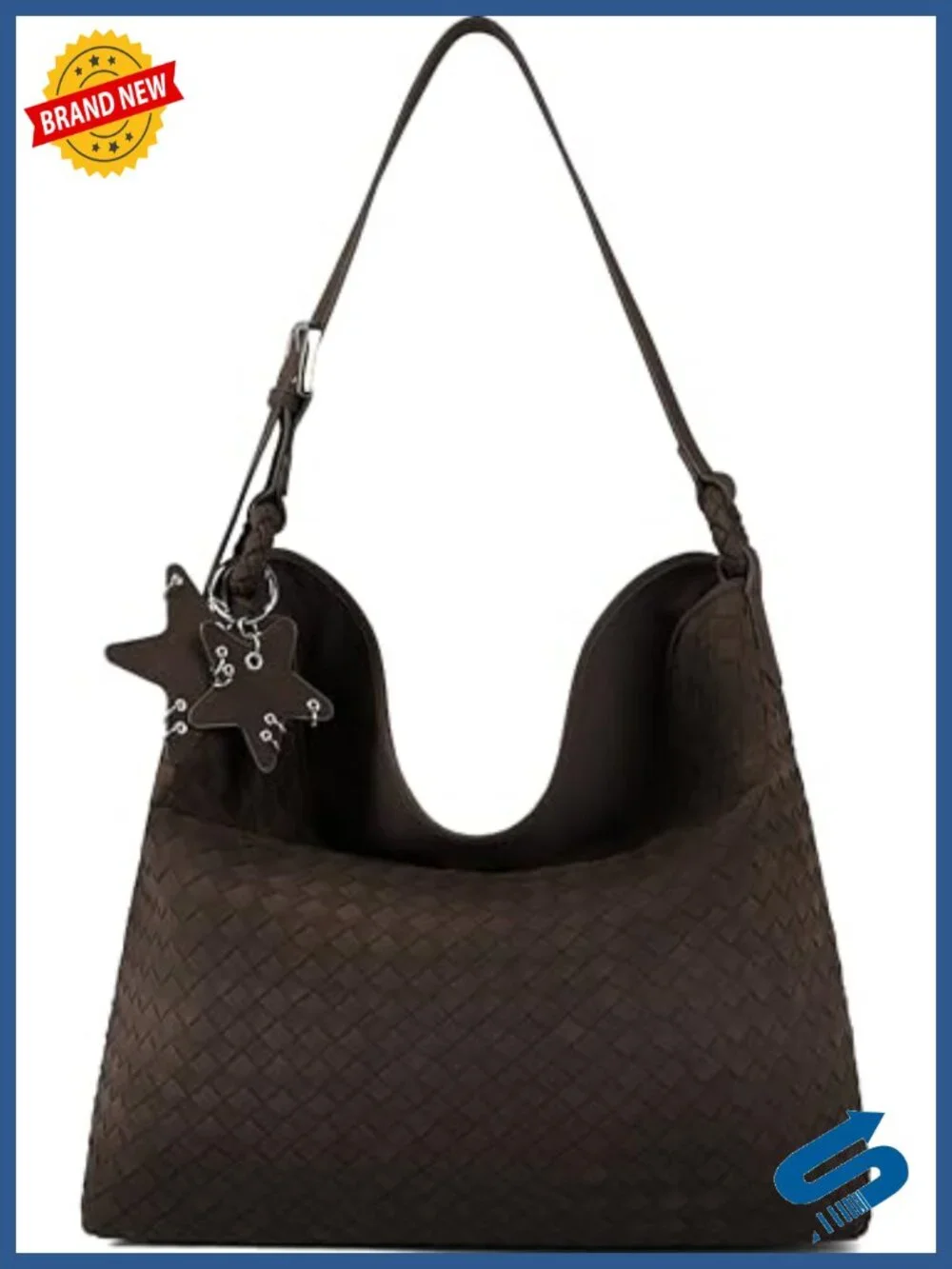 Woven Faux Suede Slouchy Hobo Bag, Top Handle Crossbody Large Capacity Tote